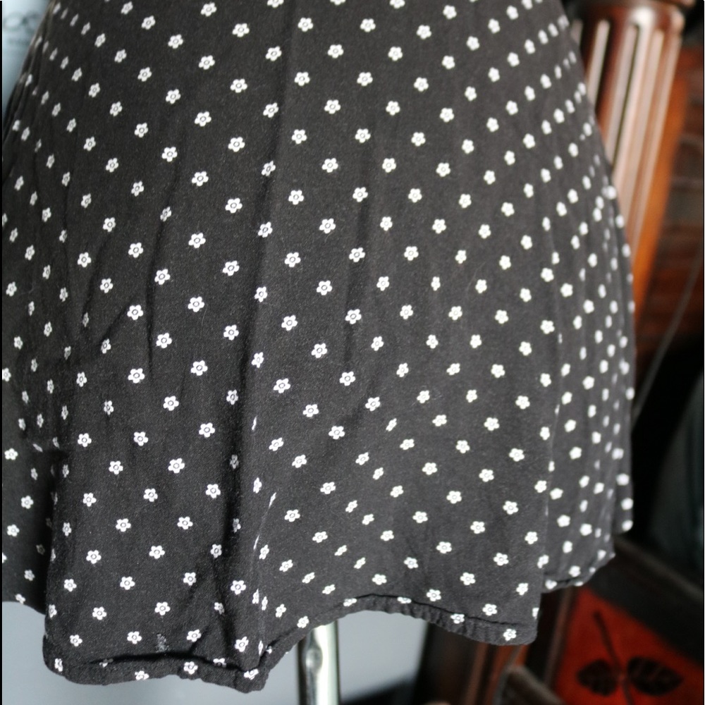 Button Down Short Skirt (black with white flowers)